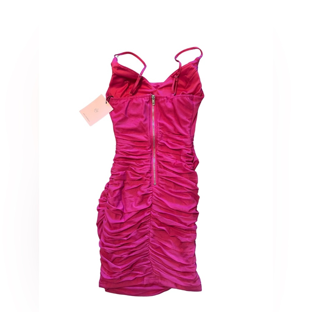 Hello Molly Hot Pink Ruched Dress Elegant - Picture 9 of 10